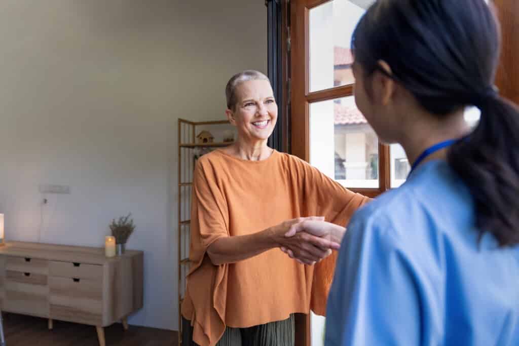 image of mobile iv hydration coming to woman's home for NAD+ formula treatment